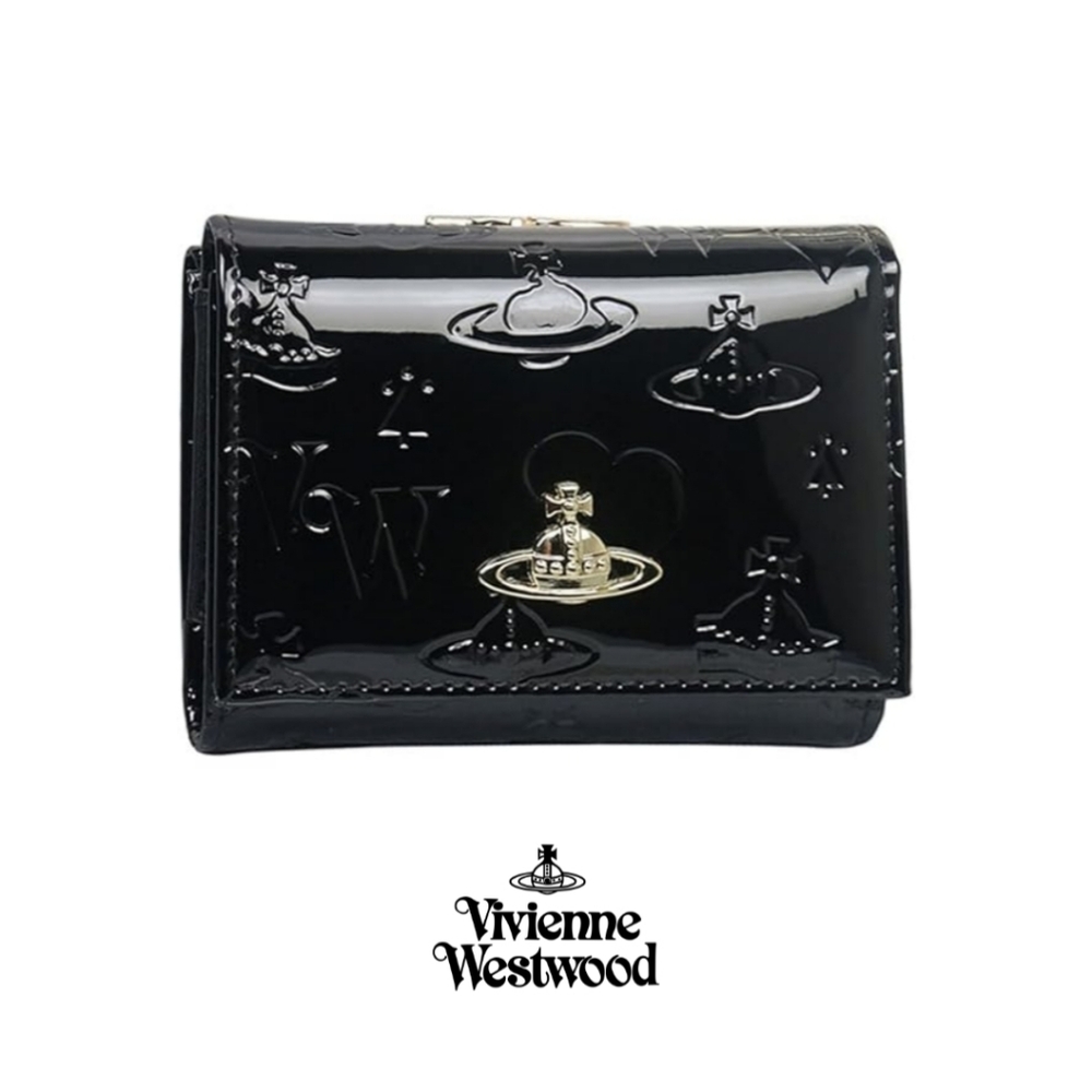 Vivienne Westwood Glossy Black Embossed Patent Wallet